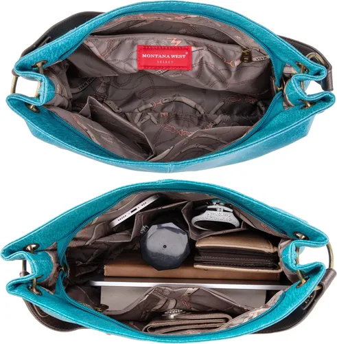 Vista 4 de Montana West Bolso Hobo para mujer con asa superior y bolsillos con cremallera