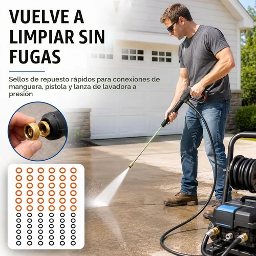Vista 8 de Kit de 50 juntas tóricas para hidrolimpiadora a presión, sellos de repuesto de goma NBR de 1/4 y 3/8 pulgadas para Karcher Sun Joe Ryobi Greenworks