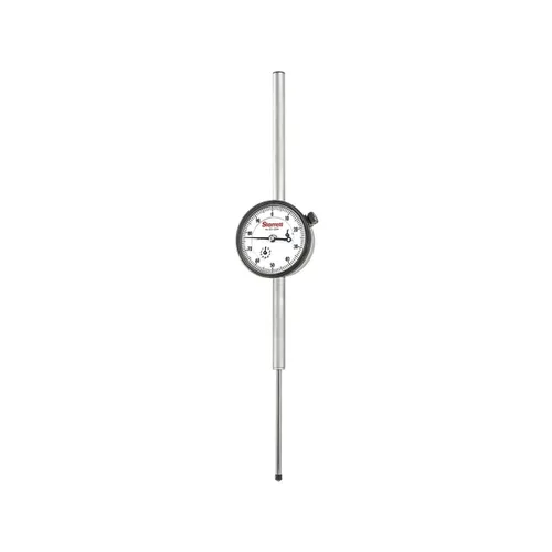 Starrett Indicador de esfera, largo alcance, diámetro del vástago de 0.375", parte trasera con lengüeta central, esfera blanca, lectura 0-100,
