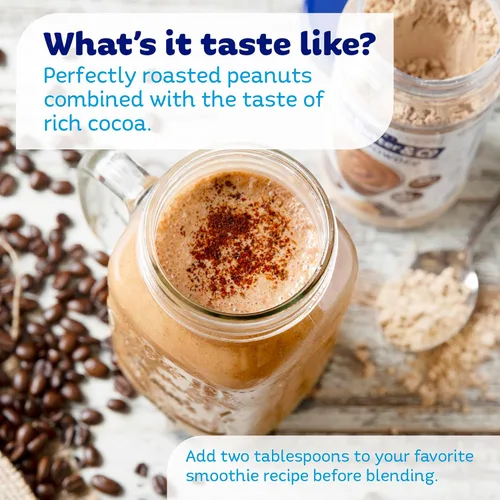 Vista 3 de Peanut Butter & Co. Polvo de proteína de cacahuete de cacao, proyecto verificado sin OMG, sin gluten, vegano, tarro de 6.5 onzas