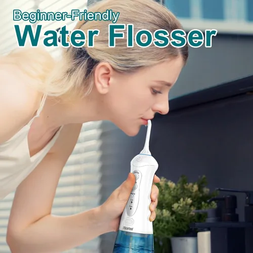 Vista 8 de Nicefeel - Hilo dental de agua recargable con carga rápida, limpiador de dientes inalámbrico, 3 modos, irrigador bucal portátil, IPX7 impermeable