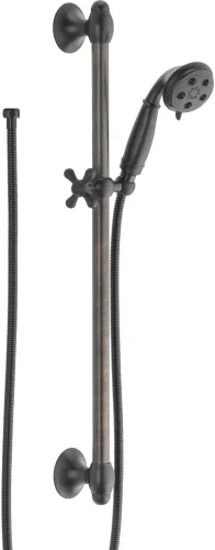 Vista 5 de Delta Faucet 3-Spray H2Okinetic Slide Bar ducha de mano con manguera, bronce champán 51308-CZ