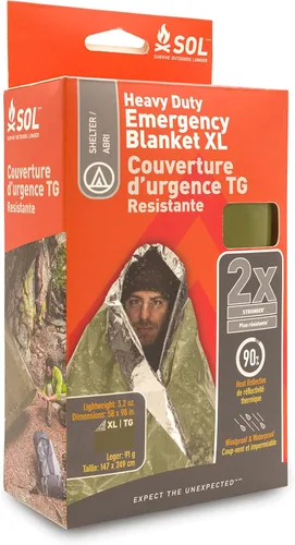 Vista 2 de S.O.L. Survive Outdoors Longer Manta de Emergencia Resistente 90% Reflectante del Calor - Gruesa, Resistente para Kit de Preparación para Desastres