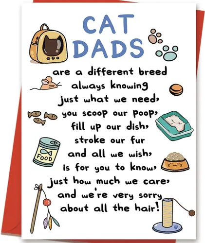 YiKaLus Divertida tarjeta para el día del padre, gran regalo para el día del padre de parte de un gato