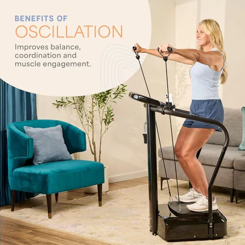 Vista 4 de LifePro Máquina de Ejercicio con Plataforma de Vibración Rhythm con Asas para Soporte de Equilibrio – Plataforma Vibratoria para Drenaje Linfático