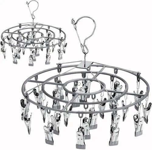 Vista 9 de Colgador de calcetines para secar con 24 clips, estante de ropa, perchas para ropa interior, ropa sucia, perchas para colgar, secador de hierbas