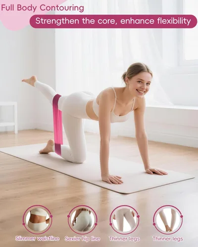 Vista 3 de Home Pilates Essentials Set de equipo de pilates para mujer con guía de usuario completa, anillo de pilates de 13 pulgadas, pelota de ejercicio