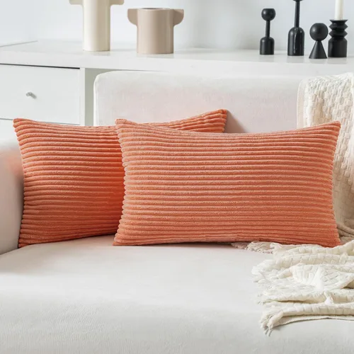 Vista 37 de MIULEE Juego de 2 fundas de almohada decorativas de pana suave y sólida, fundas de cojín cuadradas bohemias para sofá, silla, cama, sala de estar