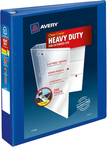 Vista 9 de Avery Carpeta de Vista de Servicio Pesado con 3 Anillas, Anillos EZD de Un Toque de 1", 1 Carpeta Azul Pacífico (79772)