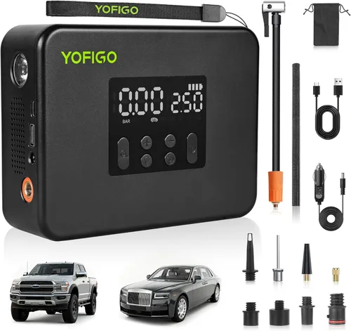 Inflador de neumáticos, compresor de aire portátil, bomba de aire eléctrica de doble potencia de 160 PSI para neumáticos, inflador de aire en