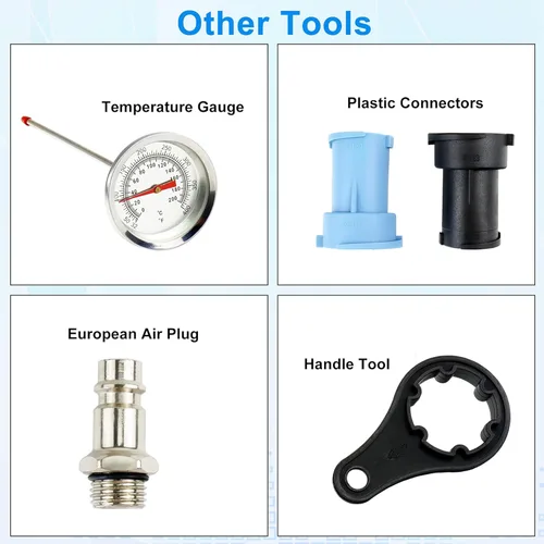 Vista 8 de JoyFans Probador de presión de radiador y sistema de refrigeración, herramienta neumática de recarga de refrigerante al vacío, kit automotriz de 33