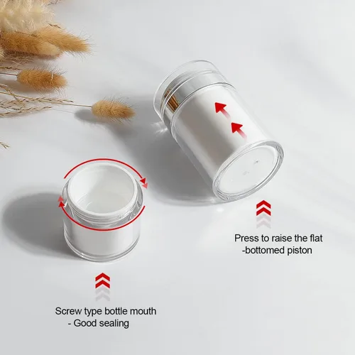 Vista 3 de 3 piezas de 0.5 oz 15ml, contenedores de bomba de aire, contenedores de bomba para humectante, frasco vacío de subempaquetado, botella dispensadora