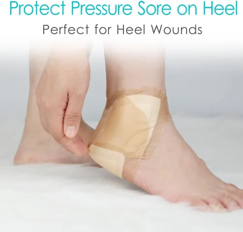 Vista 3 de Apósito de espuma de silicona con borde para talón, vendajes sacrales adhesivos impermeables con acolchado absorbente para codo, muñeca, pie