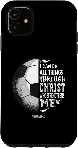 Vista 8 de Funda para iPhone 17 con versículo bíblico de fútbol Christian Sayings Philippians 4:13