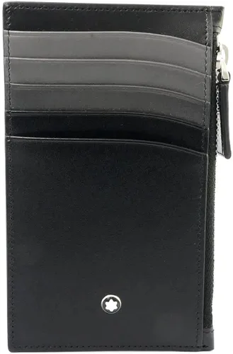 Montblanc Meisterstuck - Bolsillo negro y gris, 5 cc con cremallera, Negro Gris, 8 x 0.5 x 13 cm