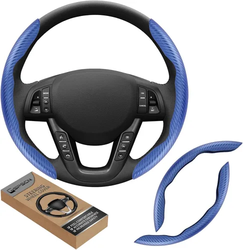 Vista 12 de GSPSCN Cubierta Universal de Volante de Coche de Fibra de Carbono Antideslizante, Cubierta de Volante Mariposa, Protector de Volante Segmentado