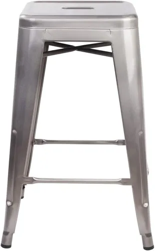 Vista 128 de GIA Taburete de mostrador sin respaldo de 24 pulgadas, cantidad de 4, bronce con asiento de madera clara
