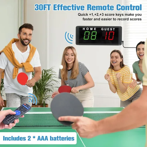 Vista 3 de Samshow LED Electronic Scoreboard Digital Score Keeper with Remote & Tripod, Basketball Scoreboard with Shot Clock & Timer & 12/24h Real Time for