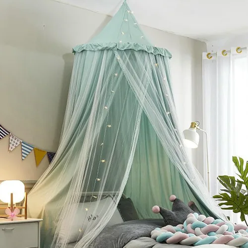 Vista 12 de Toldo de cama para niñas, mosquitera de doble capa para niñas, decoración de habitación, rincón de lectura (morado)