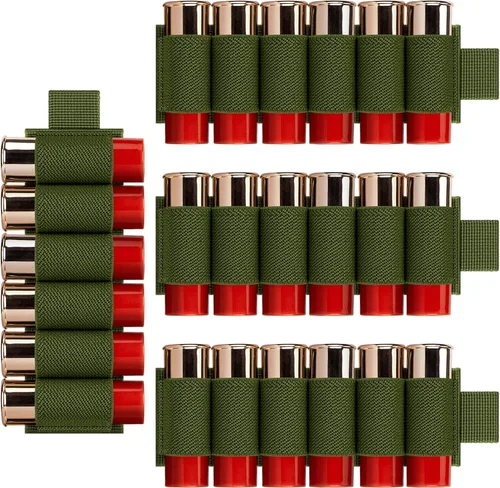 Vista 9 de IronSeals 4 Pack Tactical Outdoor 6 Round Shotgun Shell Holder Ammunition Pistol Bullet Reload Holder with Adhesive Backing Sticker