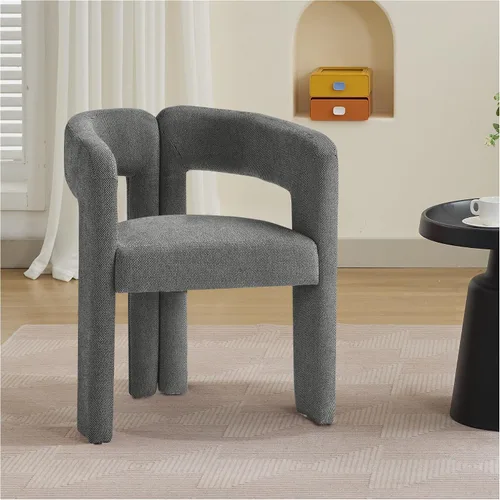 Vista 29 de adochr Modernas sillas de comedor de barril, silla de comedor tapizada de lino con patas de madera, sillas decorativas con brazos, cómodos sillones