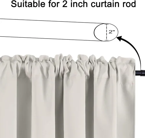Vista 3 de Cenefas Keqiaosuocai para ventanas, con bolsillo para barra de ventana, cortinas opacas para dormitorio, sala, cocina, sótano