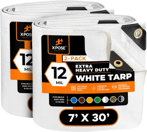 Vista 30 de Xpose Safety Lona protectora de polietileno plateado resistente de 5 x 7 pies - Funda protectora multiusos - Duradera, resistente al agua