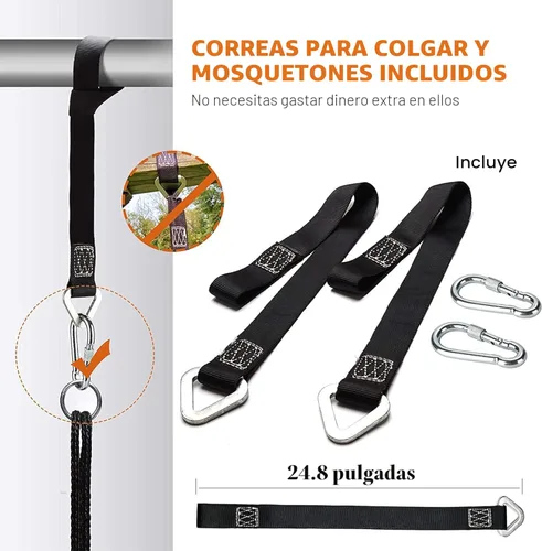 Vista 4 de PACEARTH Columpio de árbol de 40 pulgadas, capacidad de peso de 900 libras, 2 correas colgantes adicionales, cuerdas ajustables de múltiples hebras