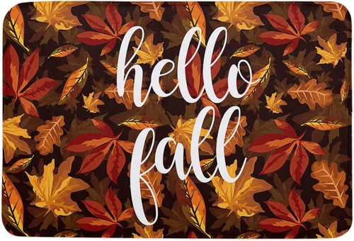 Maple Leaf Durable Bath Mat, Entrance Front Door Rug Shoes Mat Sponge Carpet, Indoor Non Slip Floor Bath Mat - Autumn Golden Fallen Leaves 16x24In