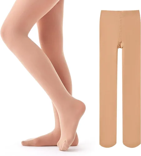 Feisract Mallas de ballet para niña y mujer, ultra suaves, Pro Hold Stretch Footed Tight