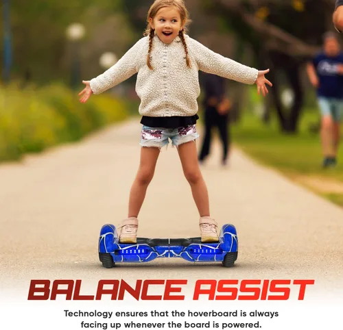 Vista 8 de Hoverboard con patrón de araña para niños de 6 a 12 años, con altavoz Bluetooth y luces LED, tabla deslizante de 6.5 pulgadas, certificado de Negro