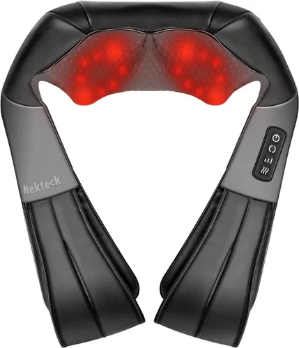 Vista 11 de Nekteck - Masajeador de cuello para alivio del dolor de tejido profundo, masajeador Shiatsu de espalda con calefacción elegible para FSA, almohada