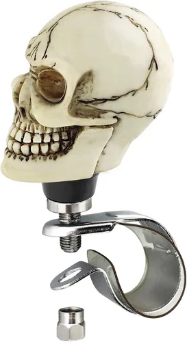 Vista 4 de Arenbel Pomo Giratorio Impulsor para Volante Perilla Brody con Forma de Calavera Mango de Asistencia Giratorio para Automóvil se Adapta a la Mayoría