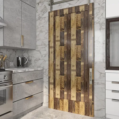 Vista 5 de Livelynine Rollo de vinilo de madera recuperada, impermeable, tablones de vinilo para despegar y pegar, tablones de madera para paredes, cocina