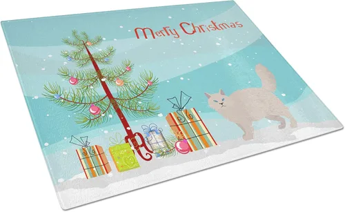 Vista 162 de Caroline's Treasures CK4739LCB Abyssinian Cat Merry Christmas Glass Cutting Board Large Decorative Tempered Glass Kitchen Cutting and Serving Board