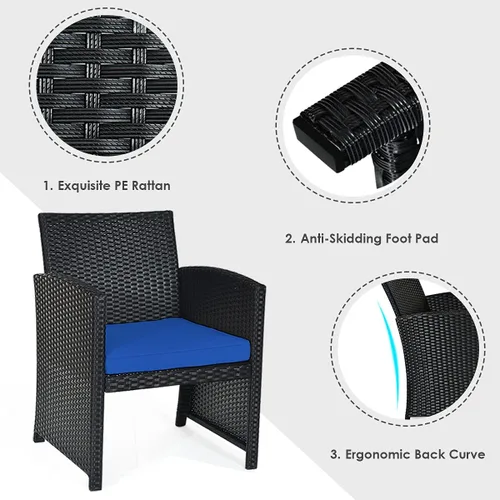 Vista 5 de Tangkula Juego de muebles de mimbre para patio de 4 piezas, juego de sofá y mesa Patiojoy con 4 asientos, juego de sofá de ratán al aire libre