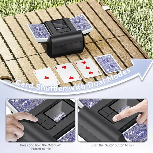 Vista 5 de Barajador automático de tarjetas para 1-2 barajas con dos modos automático/manual, USB-C recargable, funcionamiento silencioso, compatible con Texas