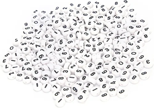 Vista 5 de Zunate 500 Pcs Acrylic Beads with Numbers 0-9 for DIY Jewelry Making, Craft Supplies, Handmade Bead Accessories