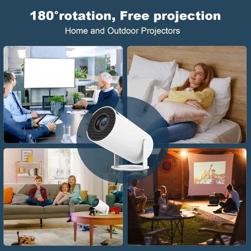 Vista 6 de Mini Proyector, Proyector Portátil HY300, Soporte 4K 1080P con WIFI6 de Doble Banda 5G Inalámbrico 5.0 Bluetooth Android 11, Rotatable 180°
