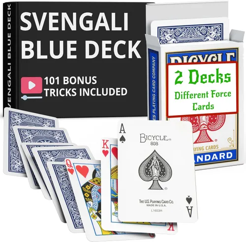 Vista 10 de Ted's Sterling Magic Kit de trucos de bicicletas estándar Svengali, paquete de 2 cubiertas con diferentes cartas de fuerza (rojo)