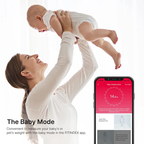 Vista 2 de FITINDEX Báscula con IMC, grasa corporal, masa muscular, báscula inteligente para peso corporal, Bluetooth, digital, sincronización con aplicación