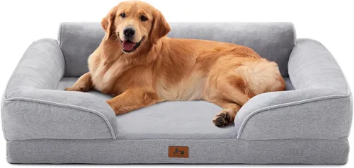 Vista 12 de Cama ortopédica para perros medianos, cama impermeable de espuma tipo huevo con lados suaves, sofá antideslizante para perros con funda extraíble