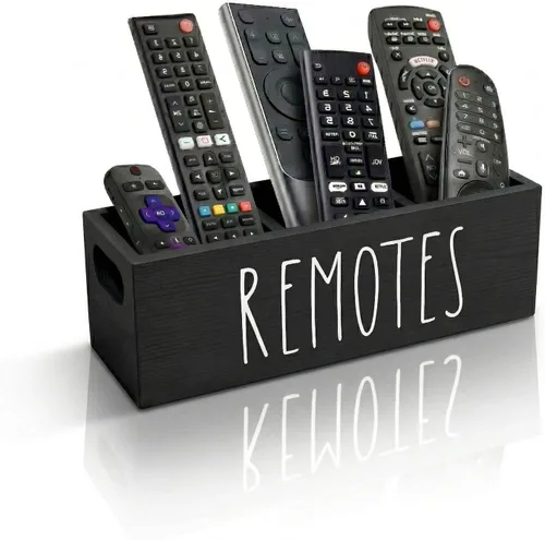 CHONIC Soporte para control remoto, organizador de almacenamiento remoto de granja, caja de controlador de TV de noche, bandeja organizadora de Negro