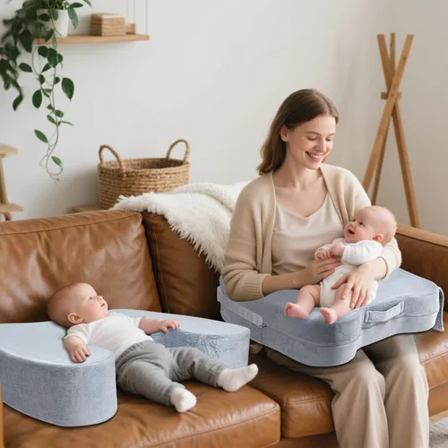 Vista 2 de EKEPE Almohada de lactancia y descanso para gemelos, almohada de lactancia materna de tamaño grande para bebé con soporte de espalda y altura