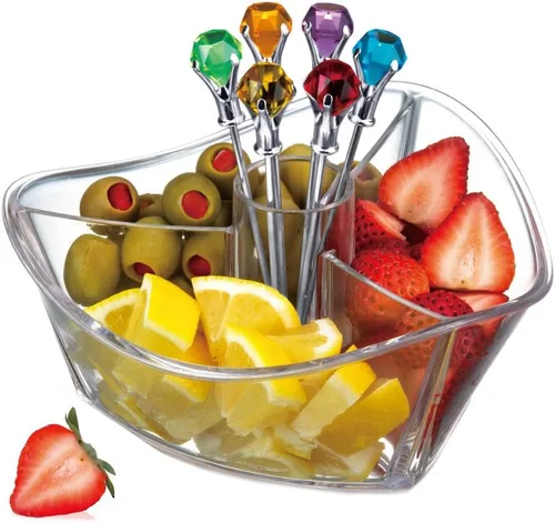 Vista 4 de Prodyne GS-7-B Happy Hour - Juego de 6 púas de martini con cabeza de diamante, color negro