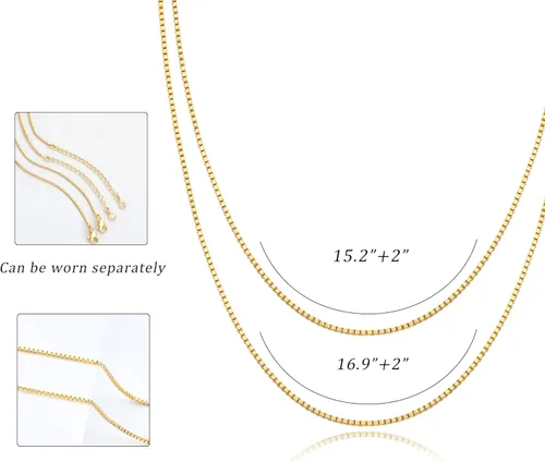 Vista 6 de CHESKY Collares de oro en capas para mujer, collar de cadena de oro delicado de 14 quilates para mujer, cadena de clip de eslabones cubanos de moda