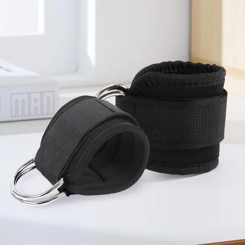 Vista 6 de 2 correas de levantamiento de pesas con anillo D, muñequeras ajustables para gimnasio, muñequeras acolchadas, para máquinas de cable