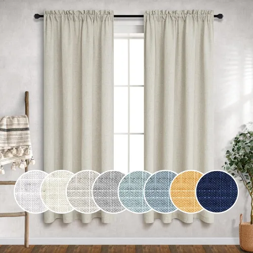 Vista 67 de Mrs.Naturall Cortinas azul marino de 90 pulgadas de largo para sala de estar, juego de 2 paneles con bolsillo para barra, cortinas reductoras