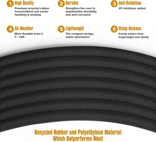 Vista 3 de Manguera de remojo de 50 pies para camas de jardín, interfaz de latón macizo para riego, ahorra un 70% de agua, goma resistente de 1/2 pulgada