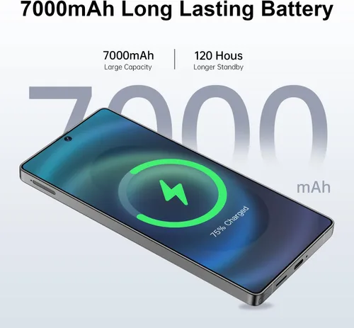 Vista 4 de I25 Ultra 5G - Teléfono inteligente desbloqueado, 16 GB+512 GB 7000 mAh, teléfono celular completamente para Android 14, pantalla HD de 6.99